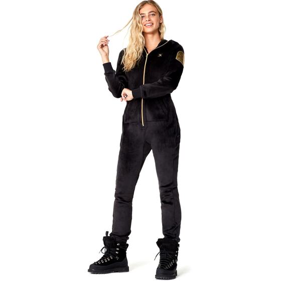 Onepiece Alps super soft velvet fitted Womens zip up hooded jumpsuit Size S NWT - Picture 1 of 16